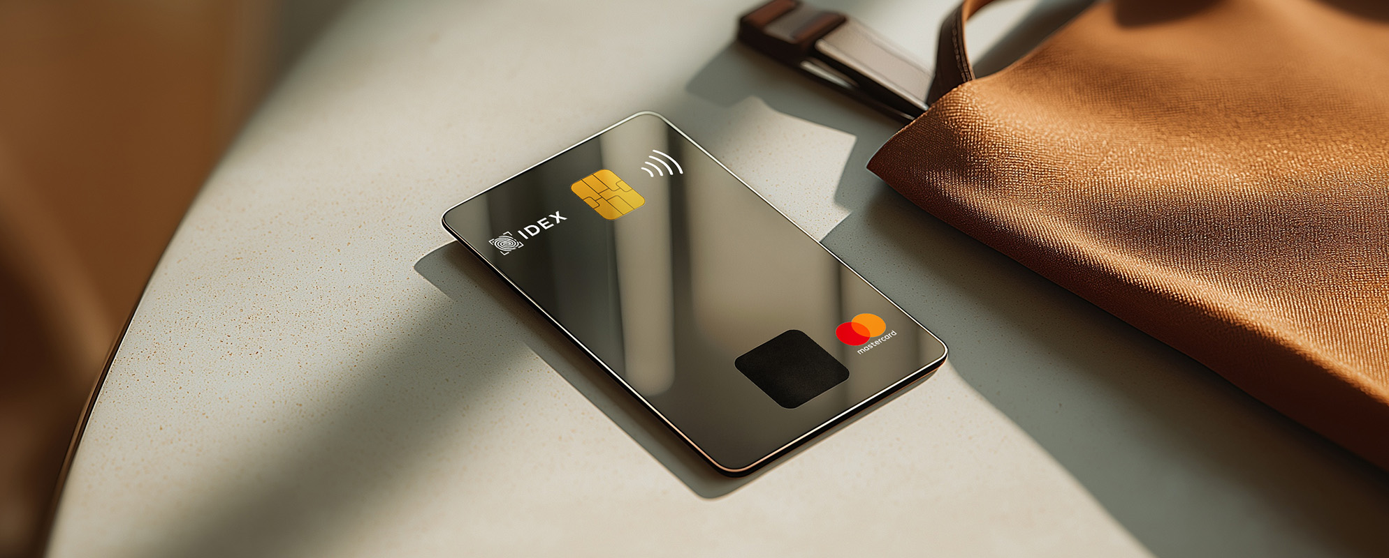 IDEX payment card on a table